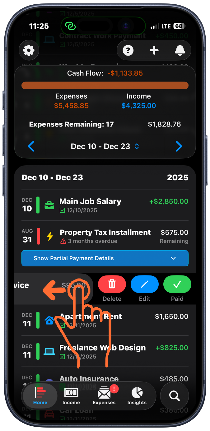 Marking Items as Paid/Received